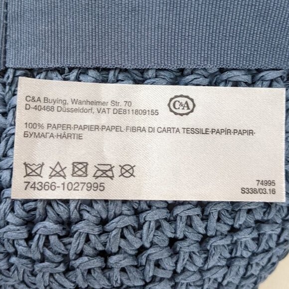 100% Paper Woven Cap Sun Hat Blue Lightweight Breathable Spring Summer - Picture 7 of 7